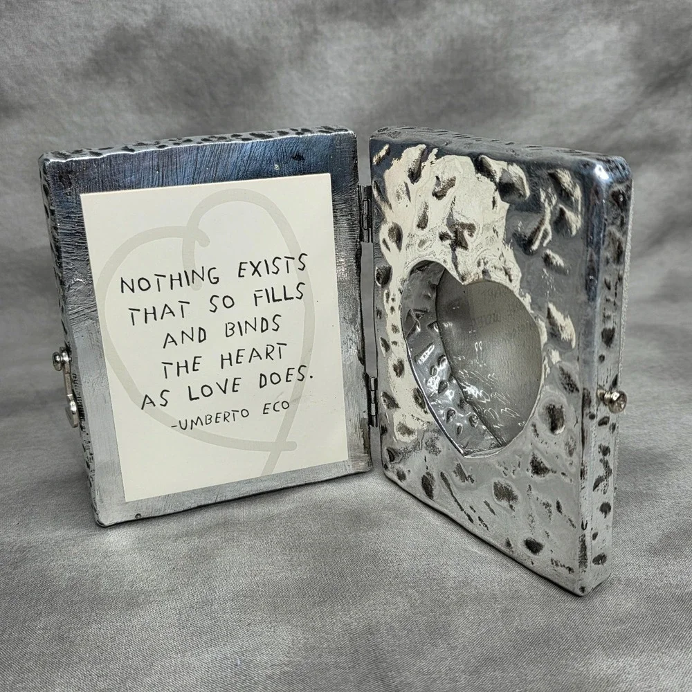 Photo Picture Frame Book 1997 Frameology Hammered Silver Heart Umberto Eco Quote